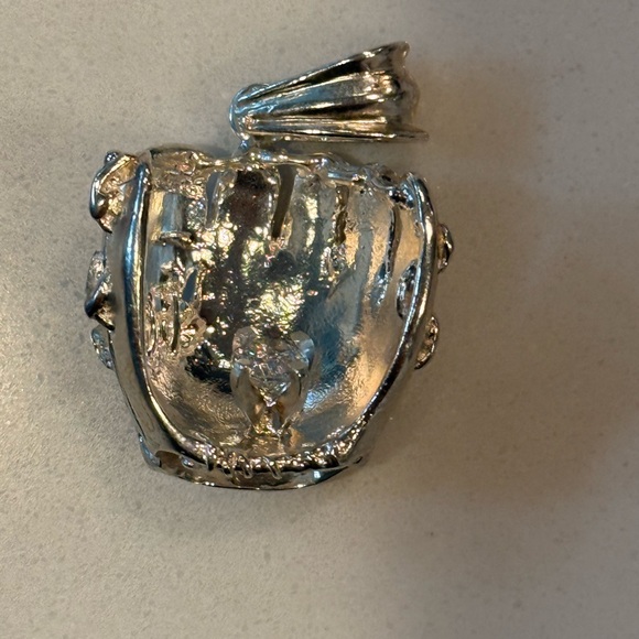 Silver baseball Glove Cubic Zirconia